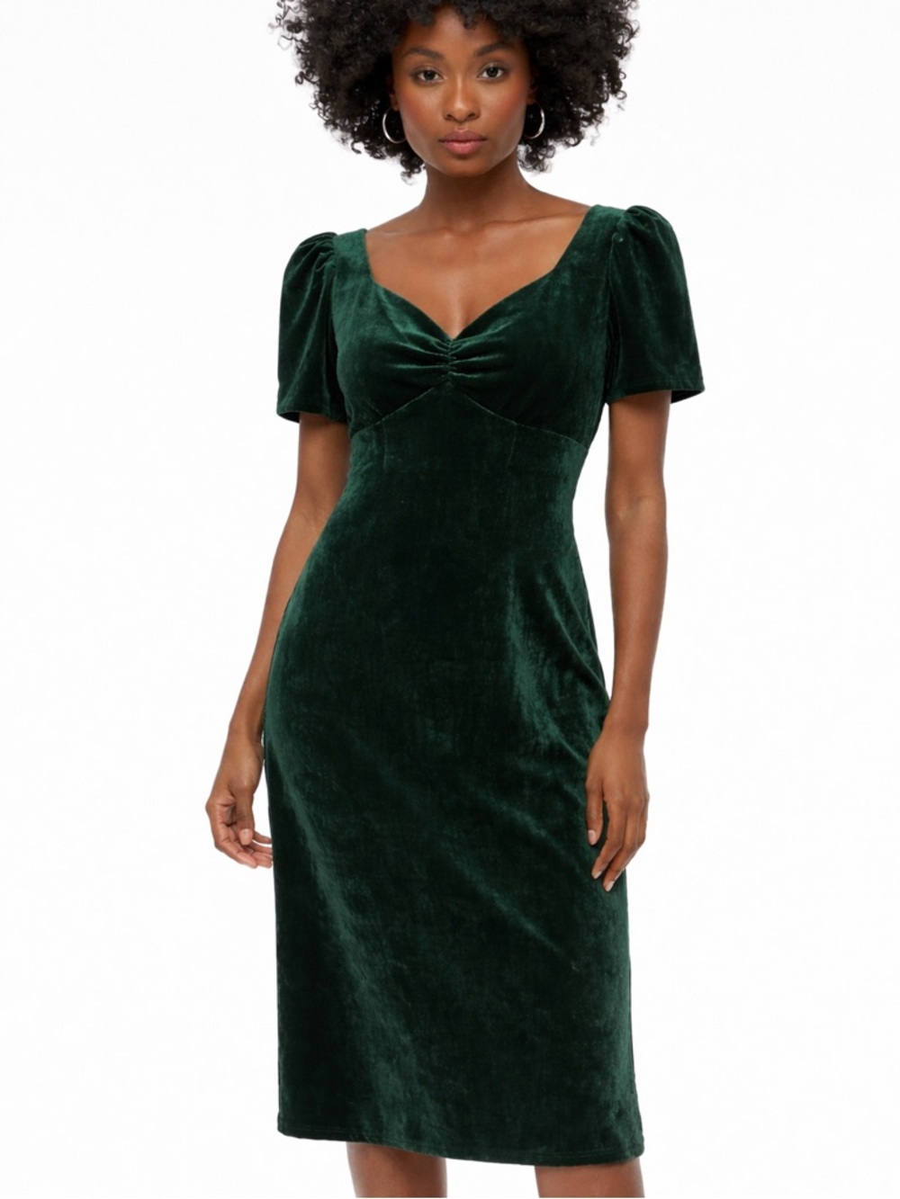 DKNY Dark Green Velvet Midi Dress
